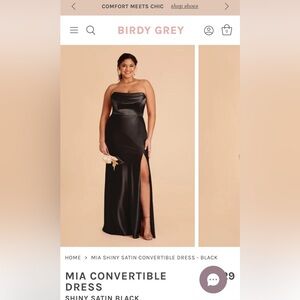 Birdy Grey Mia Convertible Dress in Shiny Black Satin